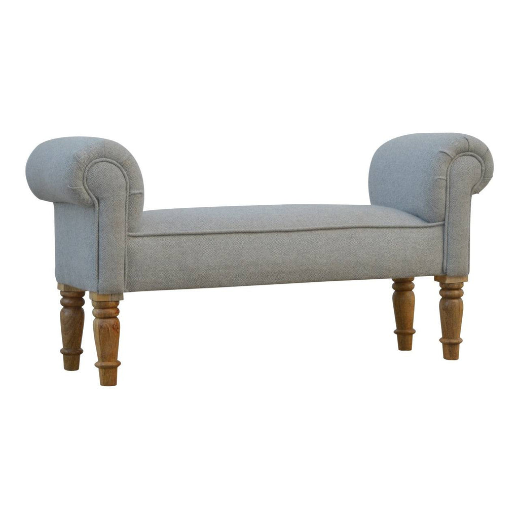 Nimes Collection French Grey Tweed Bedroom Bench - Price Crash Furniture