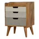 Nordic Style Bedside With 3 Drawer Painted Fronts - Price Crash Furniture