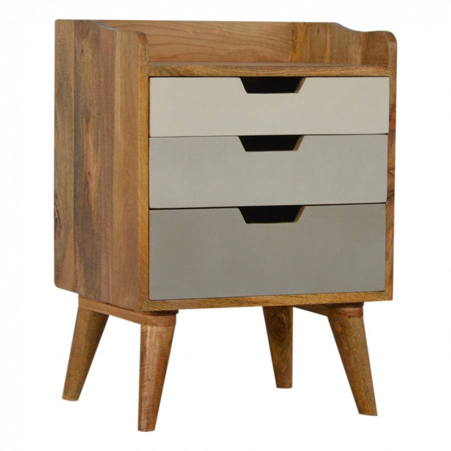 Nordic Style Bedside With 3 Drawer Painted Fronts - Price Crash Furniture