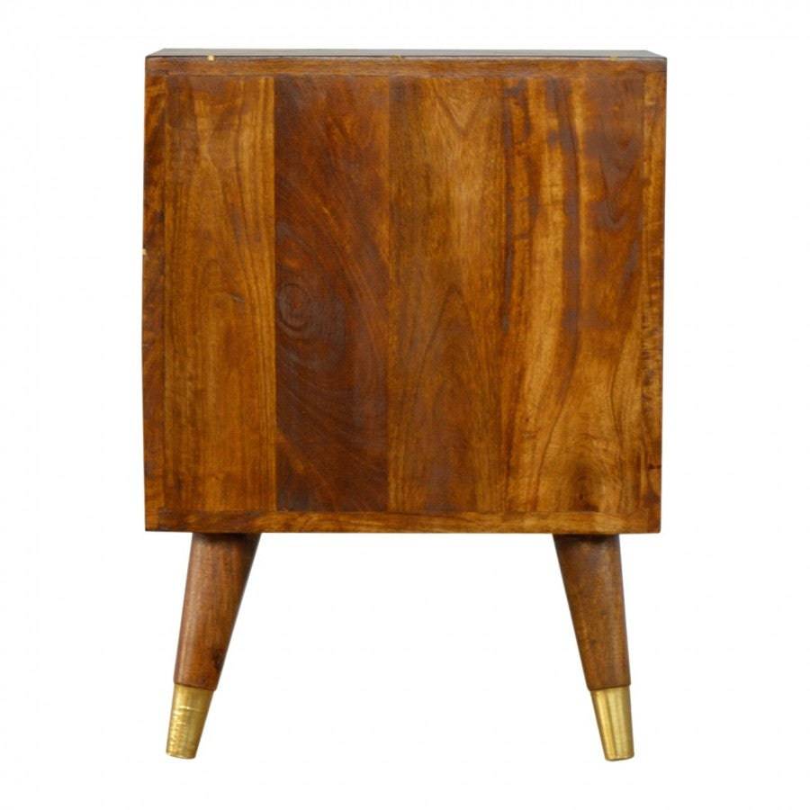 Nordic Style Chestnut Bedside With Gold Detailing - Price Crash Furniture