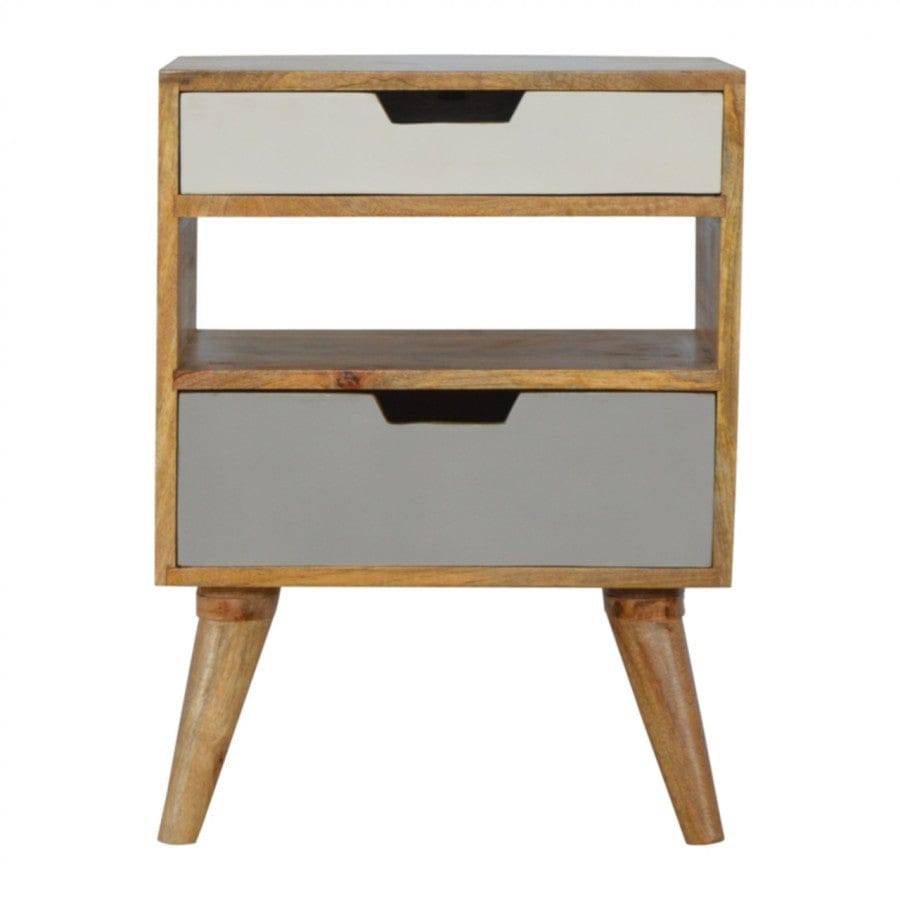 Nordic Style Grey 2 Drawer Cut-Out Bedside - Price Crash Furniture