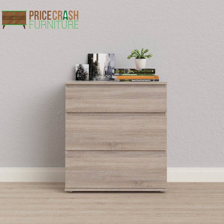 Nova 3 Drawer Chest of Drawers in Truffle Oak - Price Crash Furniture