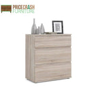 Nova 3 Drawer Chest of Drawers in Truffle Oak - Price Crash Furniture