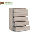 Nova 5 Drawer Chest of Drawers in Truffle Oak - Price Crash Furniture