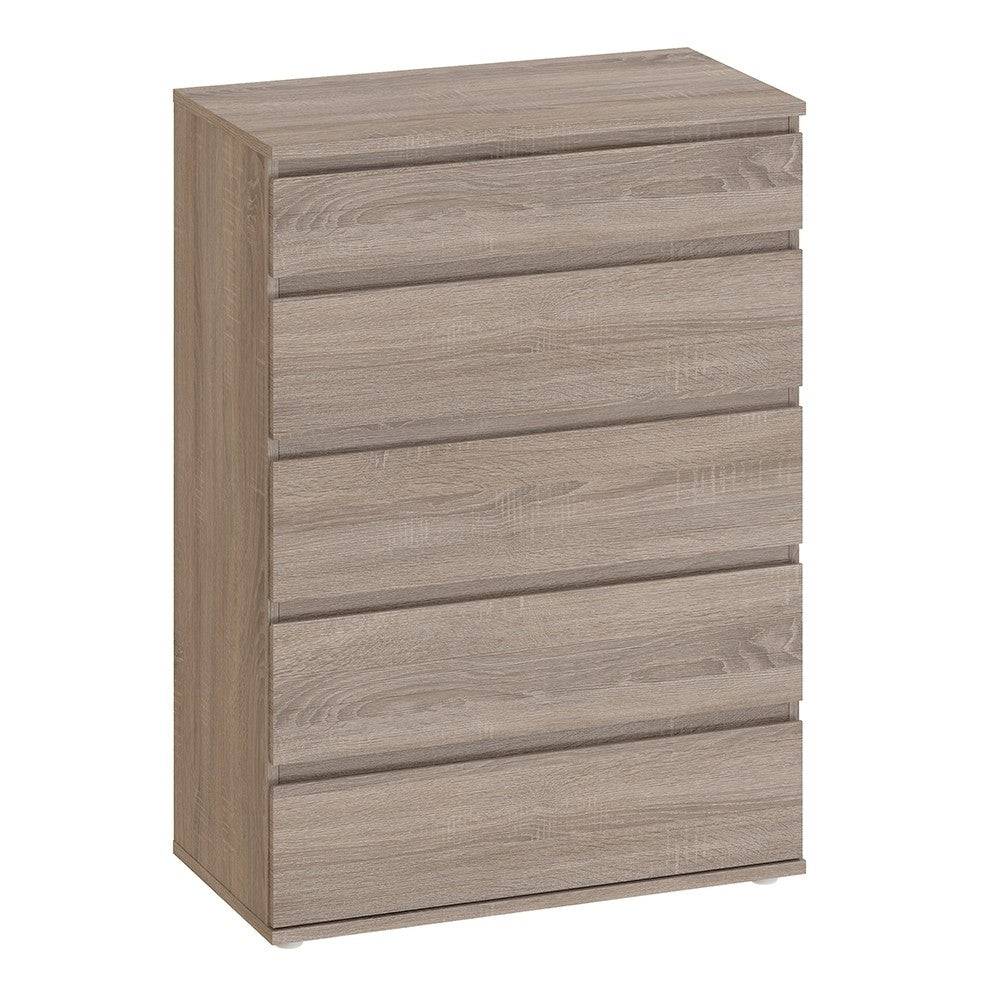 Nova 5 Drawer Chest of Drawers in Truffle Oak - Price Crash Furniture