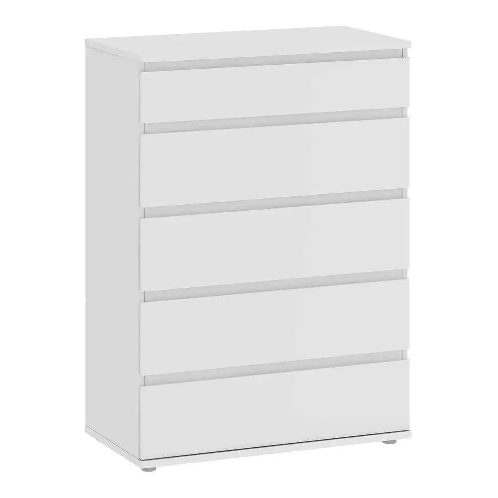 Nova 5 Drawer Chest of Drawers in White - Price Crash Furniture