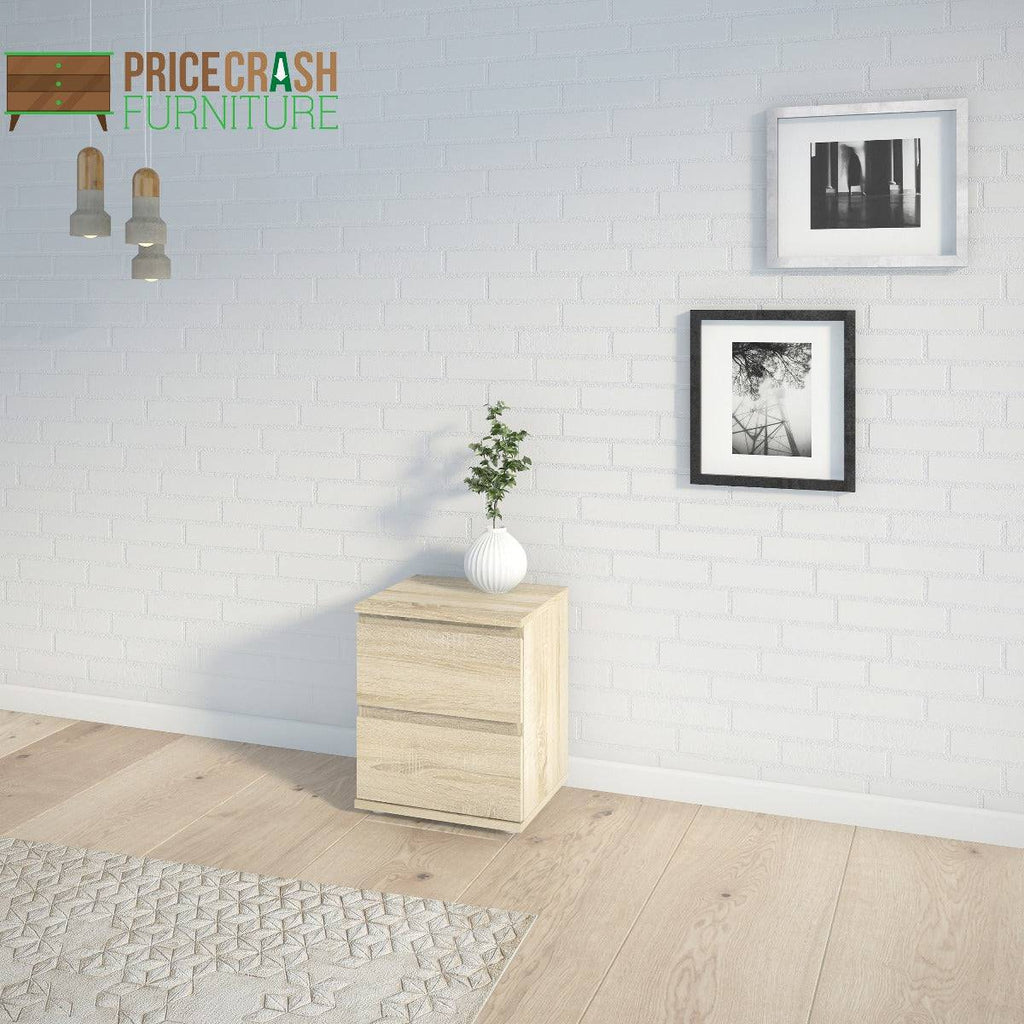 Nova Bedside 2 Drawer in Oak - Price Crash Furniture