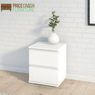 Nova Bedside 2 Drawer in White - Price Crash Furniture