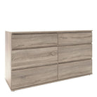 Nova Large Wide 6 Drawer Chest of Drawers (3+3) in Truffle Oak - Price Crash Furniture