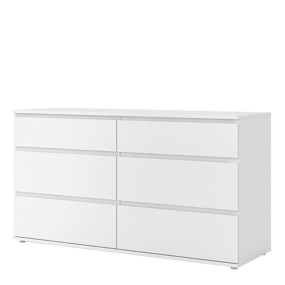 Nova Large Wide 6 Drawer Chest of Drawers (3+3) in White - Price Crash Furniture