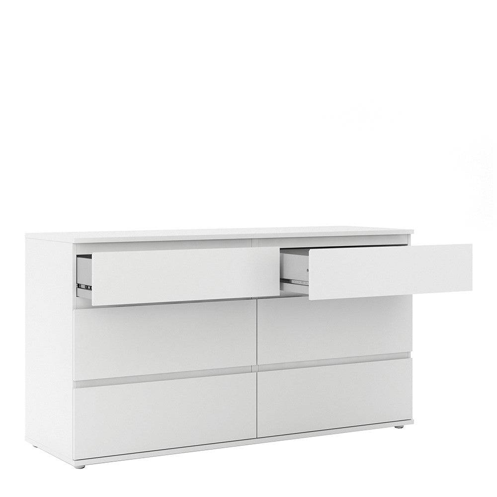 Nova Large Wide 6 Drawer Chest of Drawers (3+3) in White - Price Crash Furniture