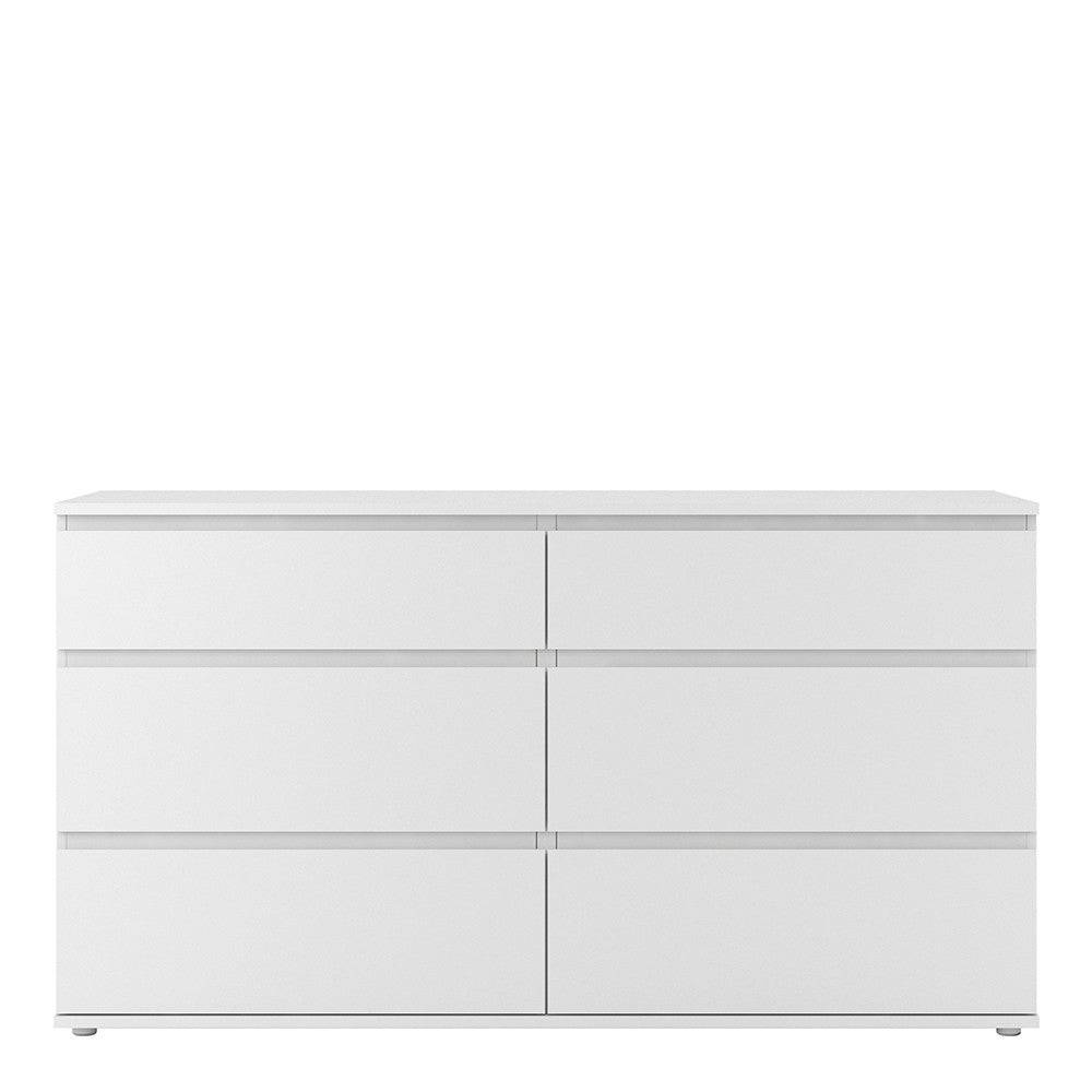 Nova Large Wide 6 Drawer Chest of Drawers (3+3) in White - Price Crash Furniture