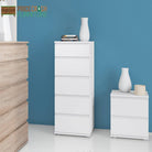 Nova Tall Narrow 5 Drawer Chest of Drawers Tallboy in White - Price Crash Furniture