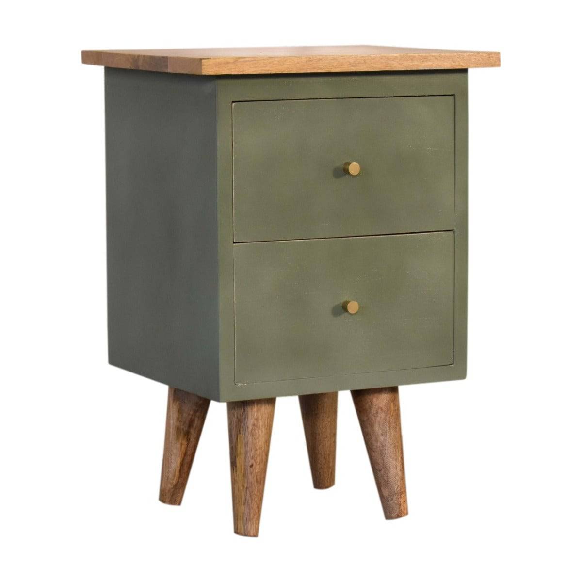 Olive Hand Painted Bedside - Price Crash Furniture