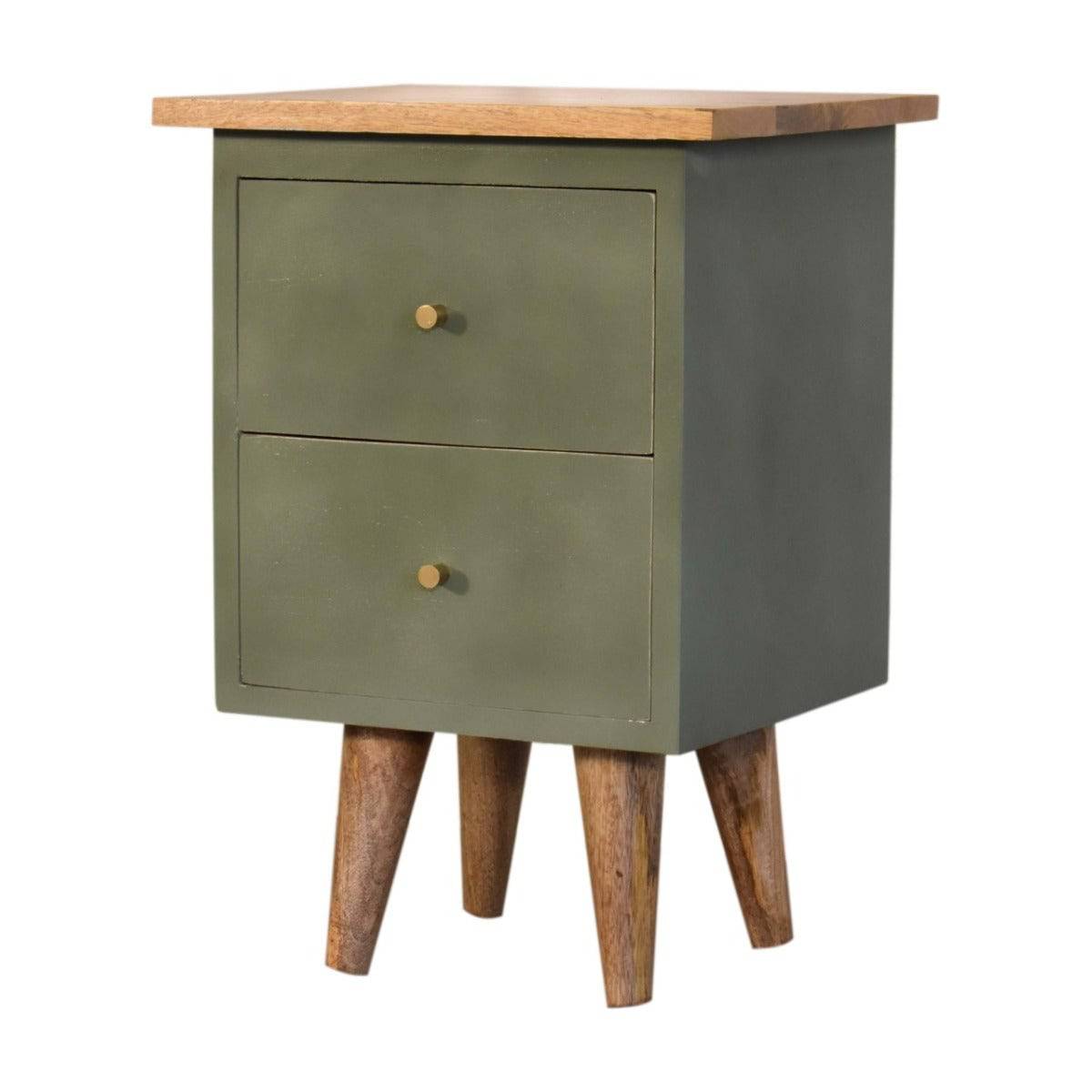 Olive Hand Painted Bedside - Price Crash Furniture