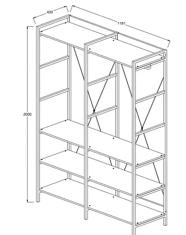Claire Bedroom Double Open Wardrobe in Riviera Oak - Price Crash Furniture