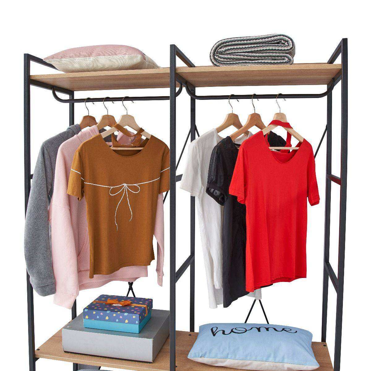 Claire Bedroom Double Open Wardrobe in Riviera Oak - Price Crash Furniture