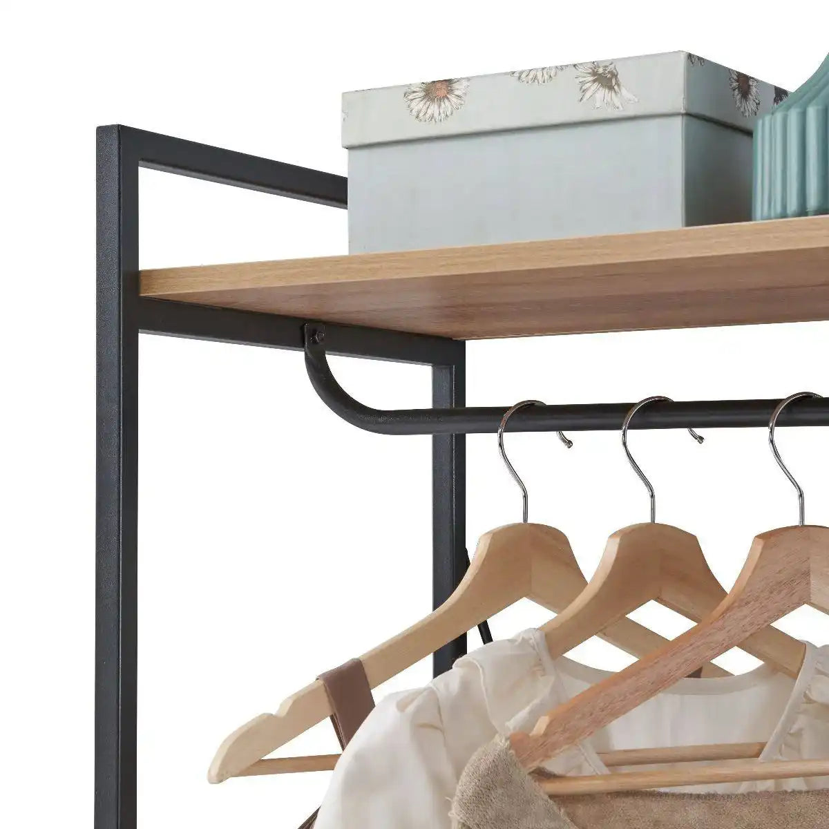 Claire Bedroom Open Wardrobe with 4 Shelves in Riviera Oak - Price Crash Furniture