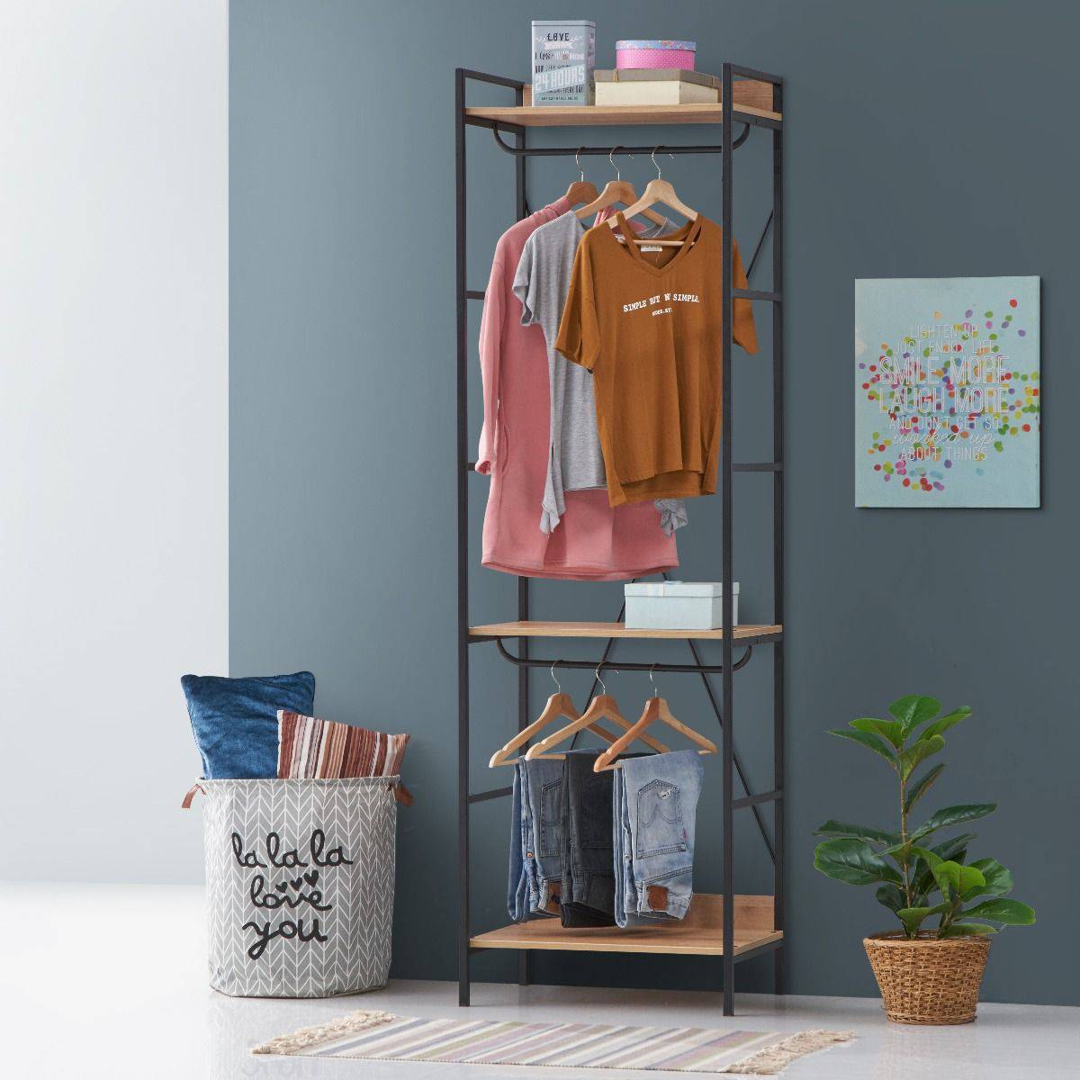 OPEN WARDROBE WITH 3 SHELVES Claire Bedroom - Price Crash Furniture