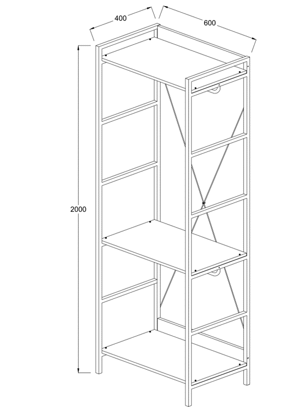 OPEN WARDROBE WITH 3 SHELVES Claire Bedroom - Price Crash Furniture