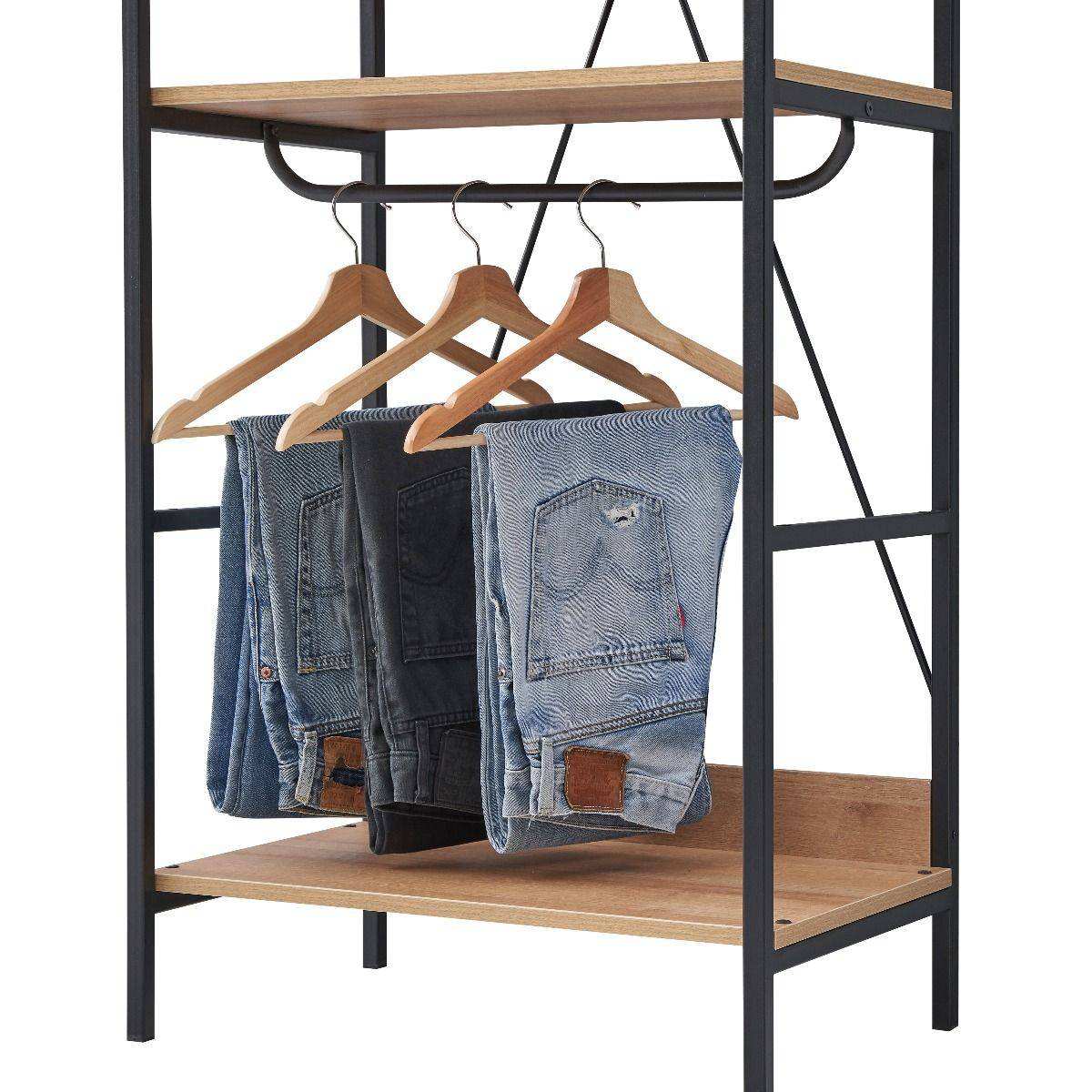 Claire Bedroom Open Wardrobe 3 Shelves in Riviera Oak - Price Crash Furniture