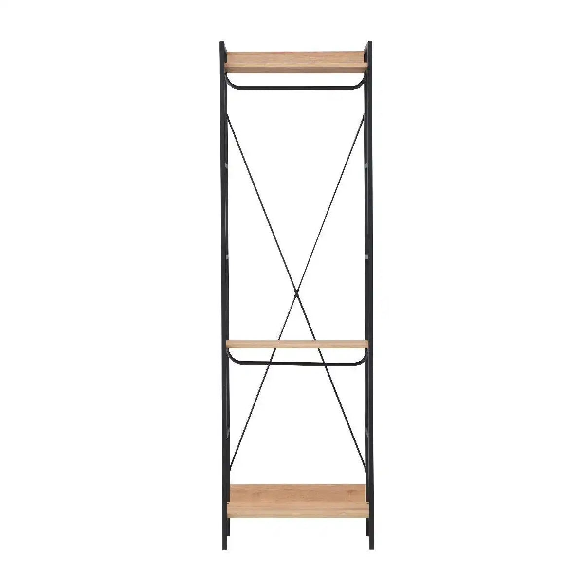 Claire Bedroom Open Wardrobe 3 Shelves in Riviera Oak - Price Crash Furniture