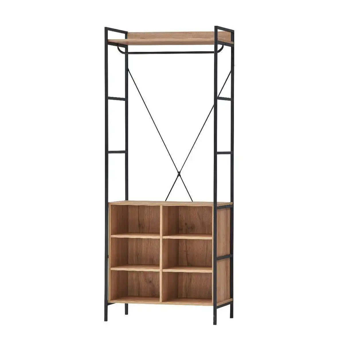 Claire Bedroom Open Wardrobe with 8 Shelves in Light Oak - Price Crash Furniture