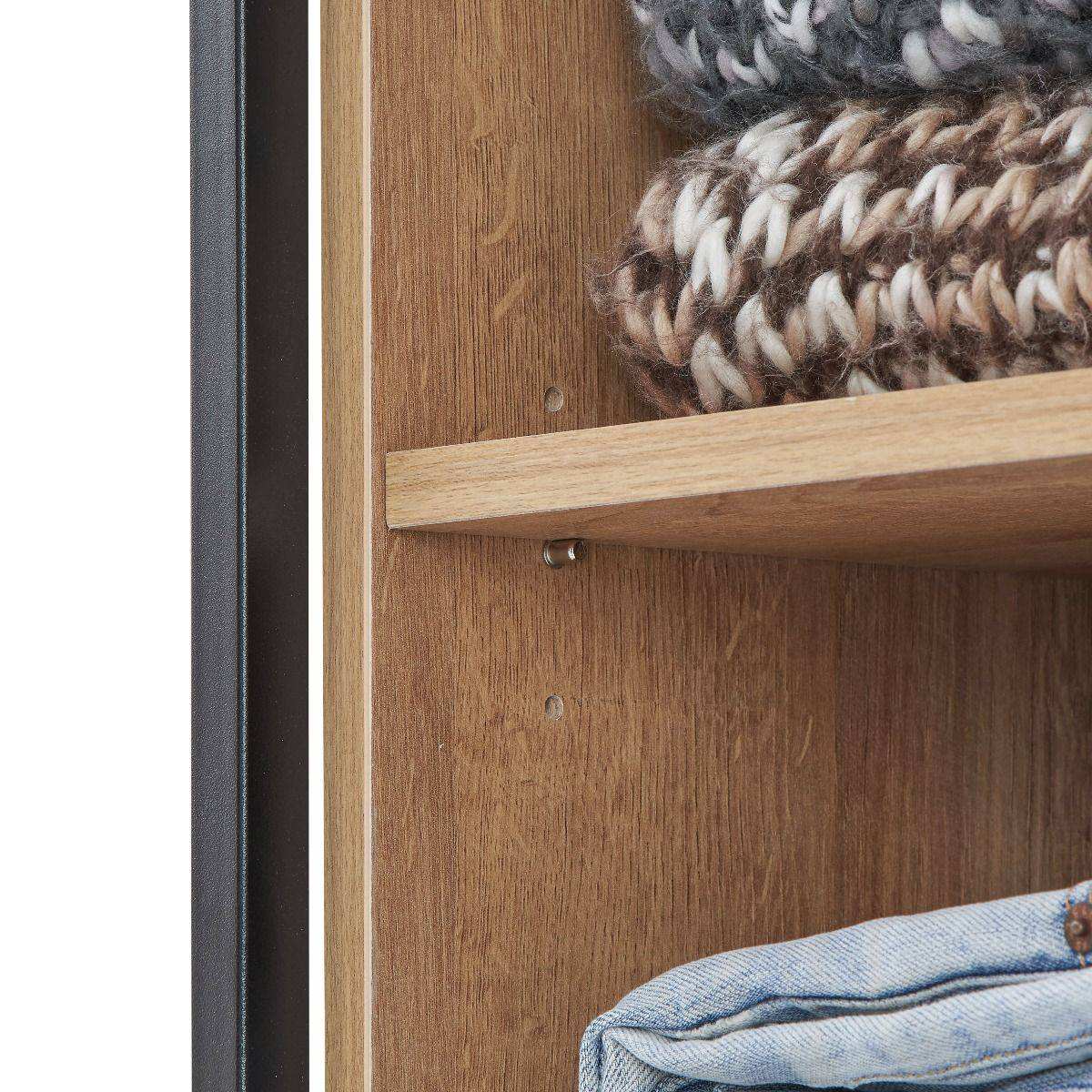 Claire Bedroom Open Wardrobe with 8 Shelves in Light Oak - Price Crash Furniture