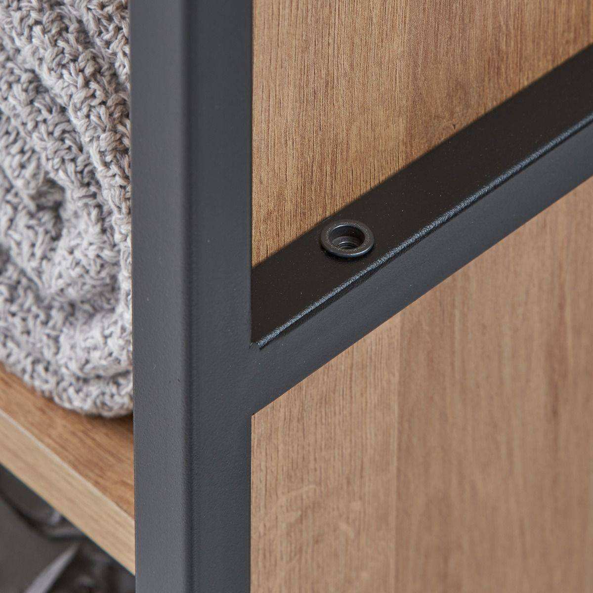 Claire Bedroom Open Wardrobe with 8 Shelves in Light Oak - Price Crash Furniture