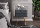 Options Scandia 2 drawer petite beside cabinet in Blue MDF with solid wooden legs - Price Crash Furniture