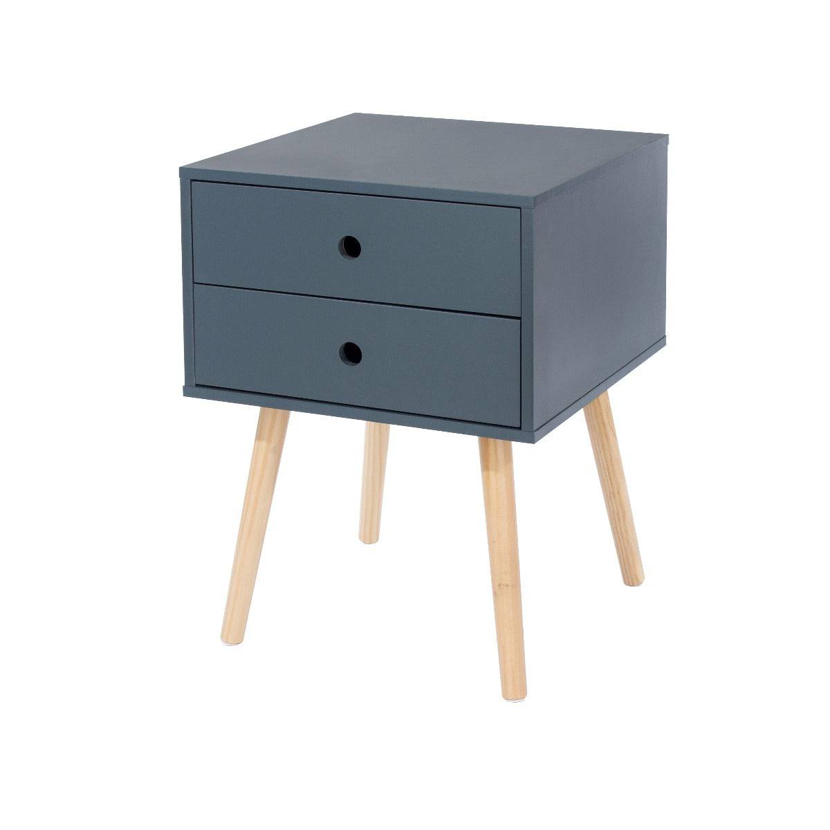 Options Scandia 2 drawer petite beside cabinet in Blue MDF with solid wooden legs - Price Crash Furniture