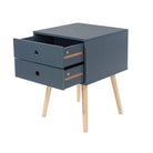 Options Scandia 2 drawer petite beside cabinet in Blue MDF with solid wooden legs - Price Crash Furniture