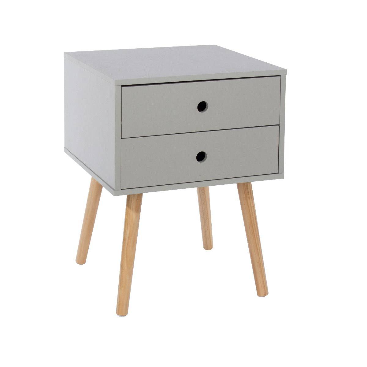 Options Scandia 2 drawer petite beside cabinet in Light Grey MDF with solid wooden legs - Price Crash Furniture