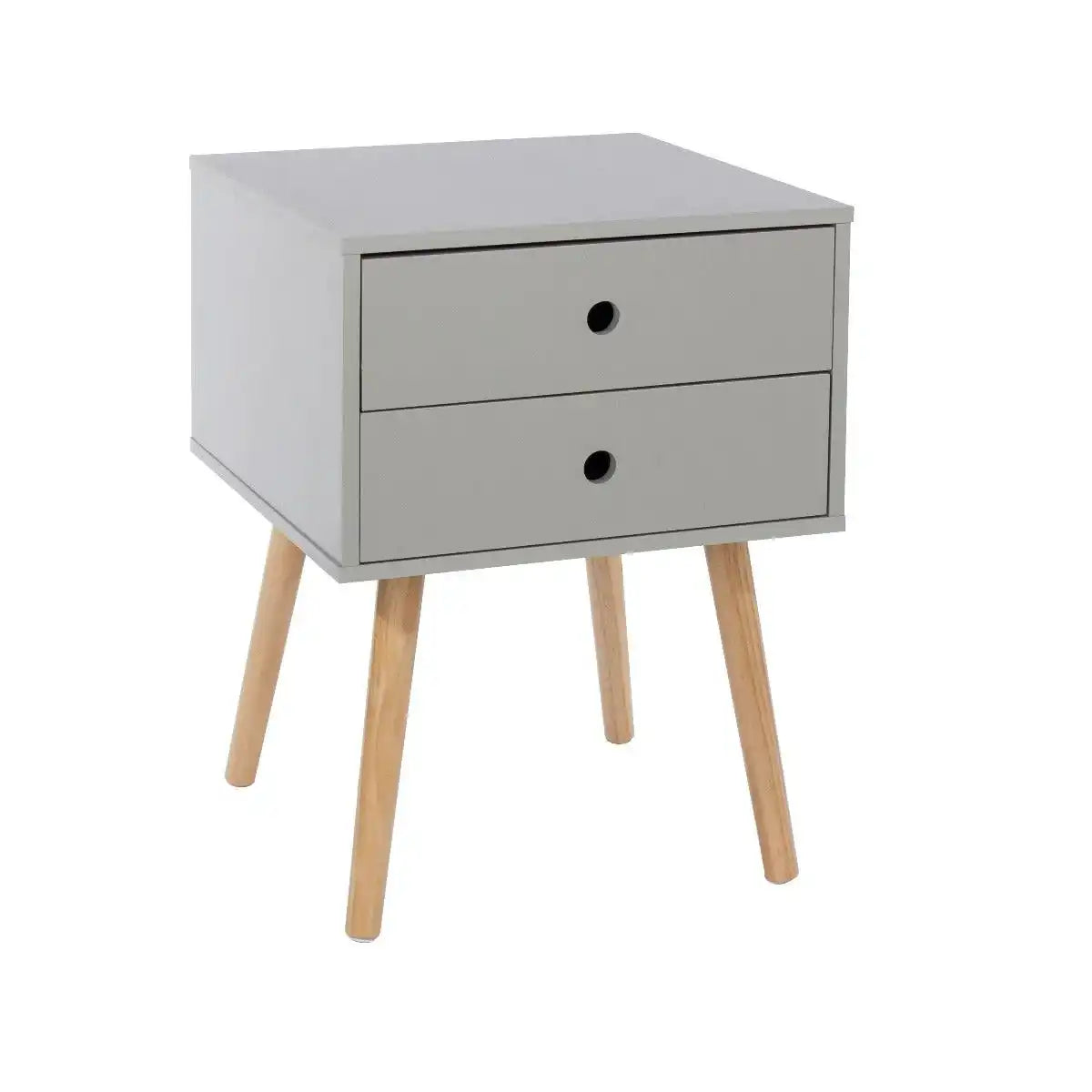Options Scandia 2 drawer petite beside cabinet in Light Grey MDF with solid wooden legs - Price Crash Furniture
