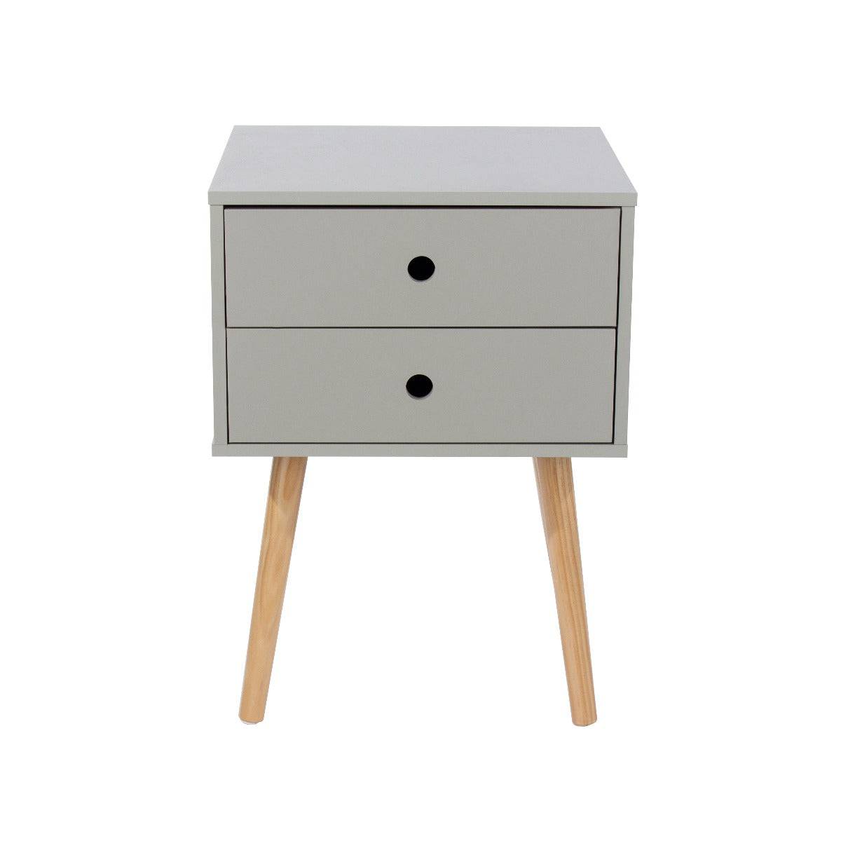 Options Scandia 2 drawer petite beside cabinet in Light Grey MDF with solid wooden legs - Price Crash Furniture