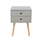 Options Scandia 2 drawer petite beside cabinet in Light Grey MDF with solid wooden legs - Price Crash Furniture