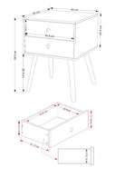 Options Scandia 2 drawer petite beside cabinet in Light Grey MDF with solid wooden legs - Price Crash Furniture