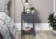 Options shaker 1 drawer petite bedside cabinet in Blue MDF with lower shelf - Price Crash Furniture