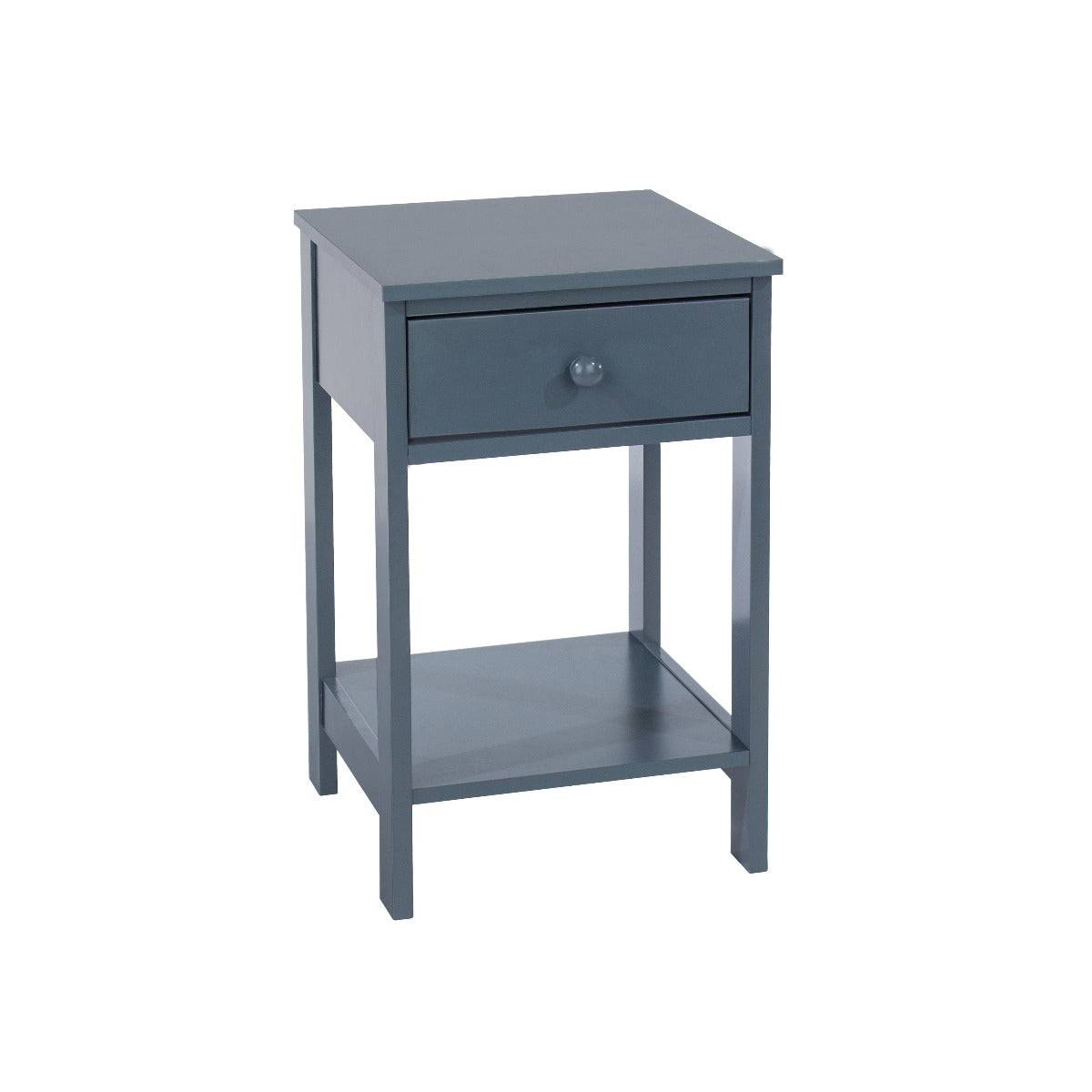 Options shaker 1 drawer petite bedside cabinet in Blue MDF with lower shelf - Price Crash Furniture