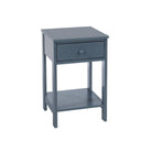 Options shaker 1 drawer petite bedside cabinet in Blue MDF with lower shelf - Price Crash Furniture