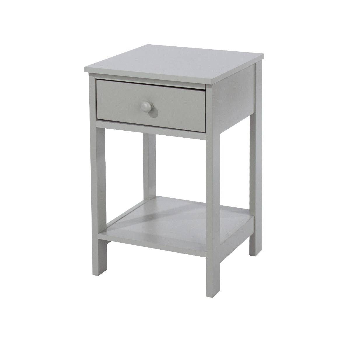 Options shaker 1 drawer petite bedside cabinet in Light Grey MDF with lower shelf - Price Crash Furniture