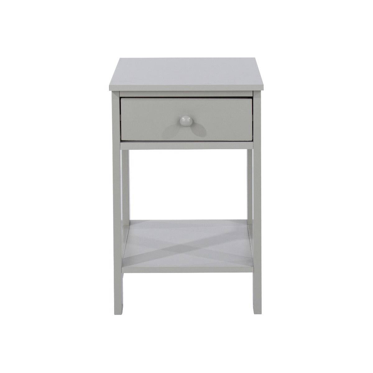 Options shaker 1 drawer petite bedside cabinet in Light Grey MDF with lower shelf - Price Crash Furniture