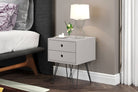 Options Telford, light grey & metal 2 drawer bedside cabinet - Price Crash Furniture