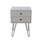 Options Telford, light grey & metal 2 drawer bedside cabinet - Price Crash Furniture