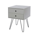 Options Telford, light grey & metal 2 drawer bedside cabinet - Price Crash Furniture