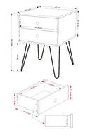 Options Telford, light grey & metal 2 drawer bedside cabinet - Price Crash Furniture