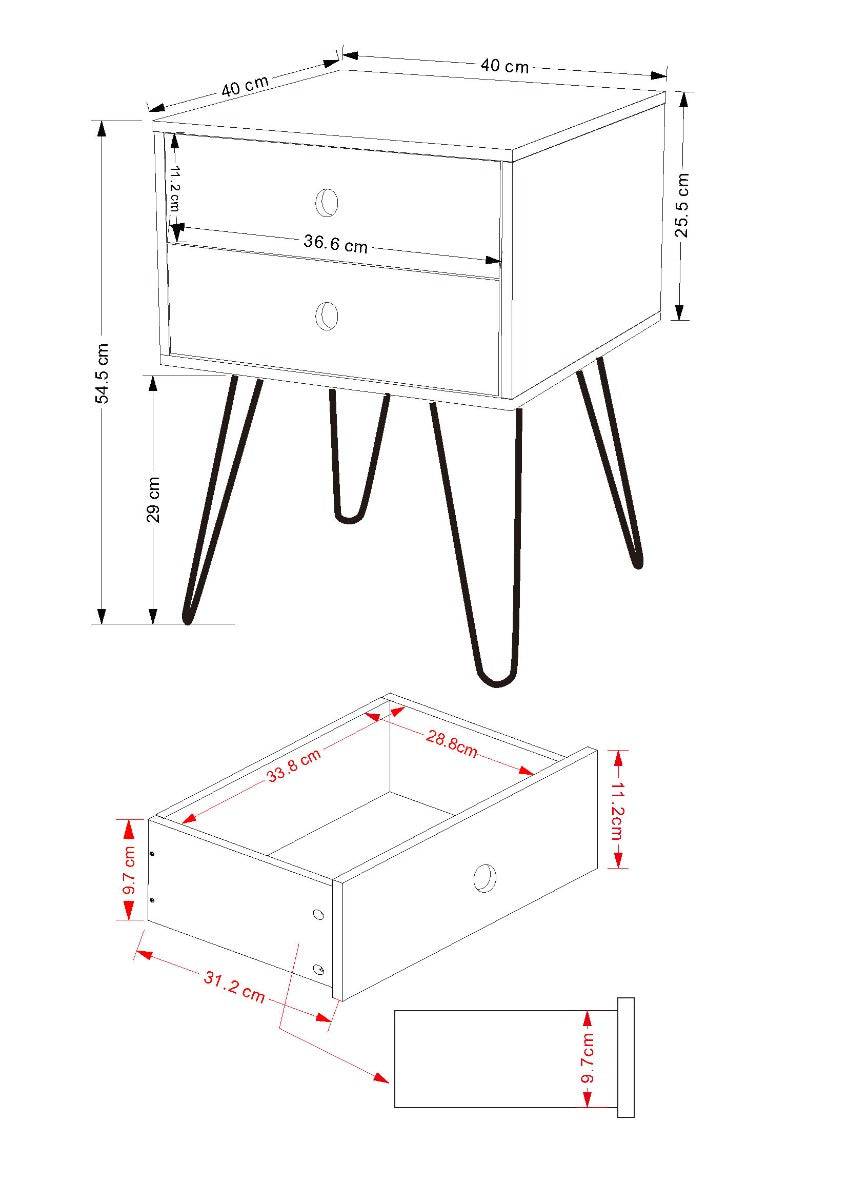 Options Telford, light grey & metal 2 drawer bedside cabinet - Price Crash Furniture