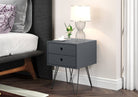 Options Telford, midnight blue & metal 2 drawer bedside cabinet - Price Crash Furniture