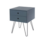 Options Telford, midnight blue & metal 2 drawer bedside cabinet - Price Crash Furniture