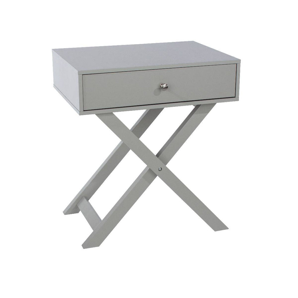 Options X leg, 1 drawer bedside cabinet in light grey - Price Crash Furniture